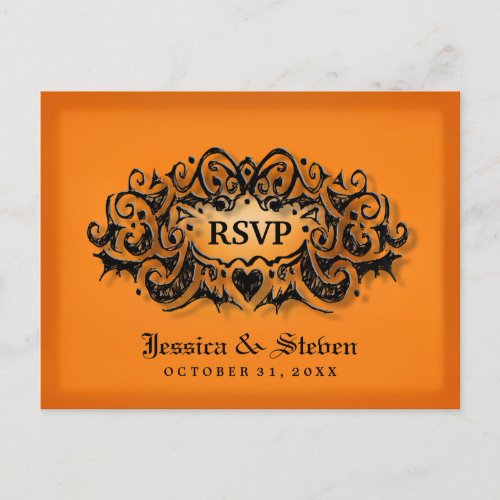 RSVP Halloween Bold Orange Black MENU Postcard