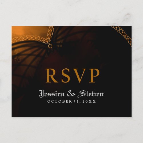 RSVP Halloween Gothic Wedding MENU PostCard