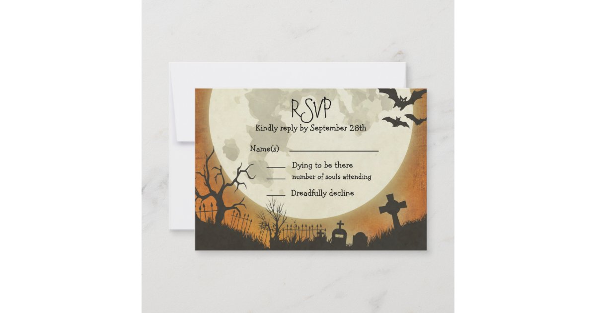 Rsvp Halloween Wedding In Orange With Moon Zazzle Com