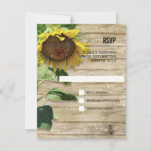 RSVP Hand Painted Sunflower Wooden Fence Bees Card