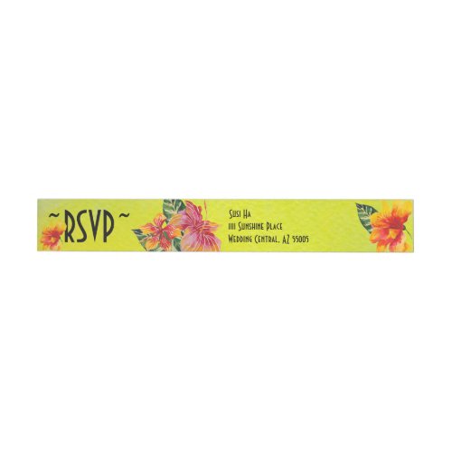 RSVP Hawaiian Hibiscus Yellow Watercolor Wrap Around Label