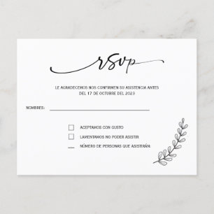 Rsvp in spanish wedding postcard