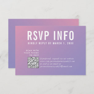 RSVP INFO CARD modern purple pink qrcode