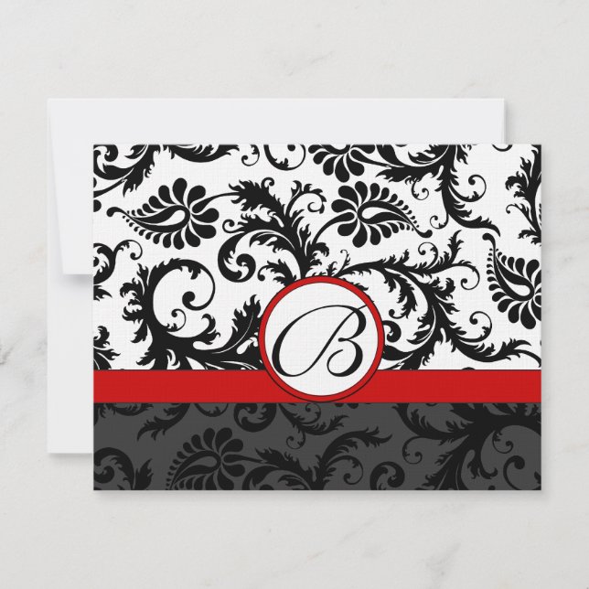 RSVP Insert Response Black Damask Red Trim (Front)