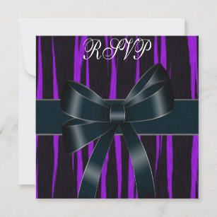 RSVP Invitation All Occasions Black Purple Bow