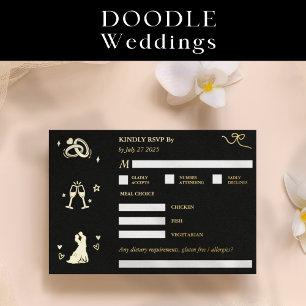 RSVP Kindly Reply Foil Doodle Respond Enclosure Invitation