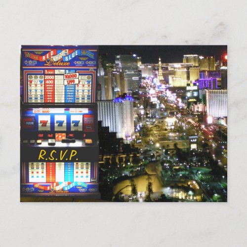 RSVP Las Vegas Wedding Slot Machine Invitation Postcard