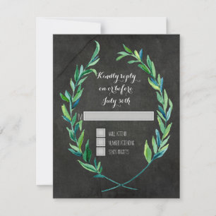 RSVP Laurel Wreath Olive Leaf Branch Chalkboard Card
