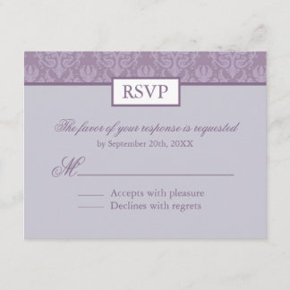RSVP - Lavender Damask Reply Cards