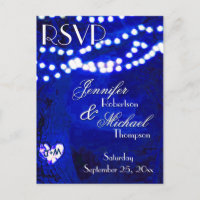 RSVP - Lights on Trees Blue Invitation Postcard
