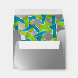 RSVP Lime Turquoise Star of David Silver Envelope