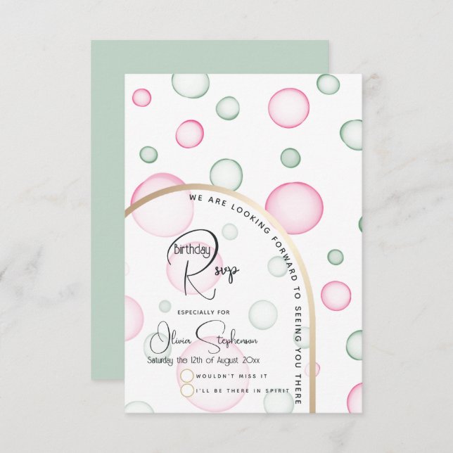 RSVP | Lively Fun Pink and Green Bubbles (Front/Back)