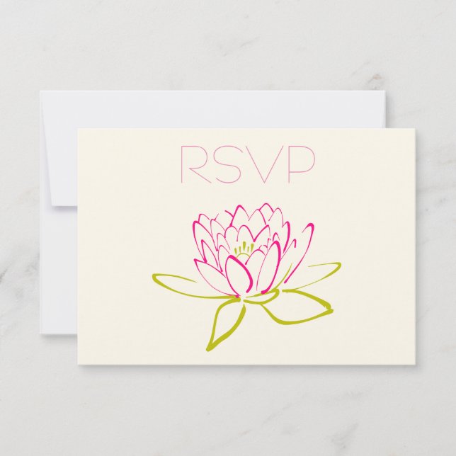 RSVP Lotus Flower / Water Lily Illustration Card (Front)