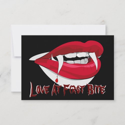 RSVP - Love At First Bite - Black Background Custom Invitations