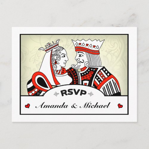 RSVP Lucky In Love King Queen Wedding PostCard