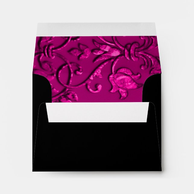 RSVP Magenta Pink Damask with Any Color Envelope (Back (Bottom))