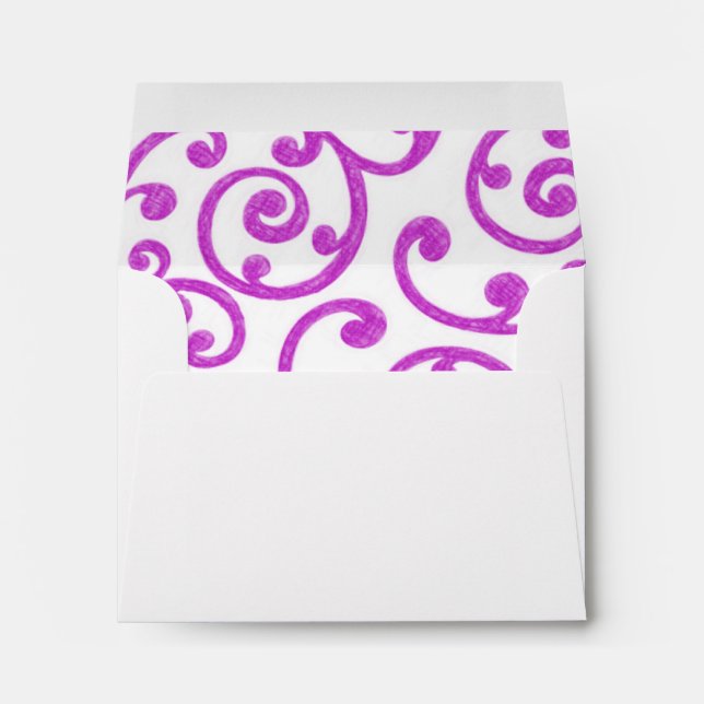 RSVP Magenta Pink Scroll Pattern Envelope (Back (Bottom))