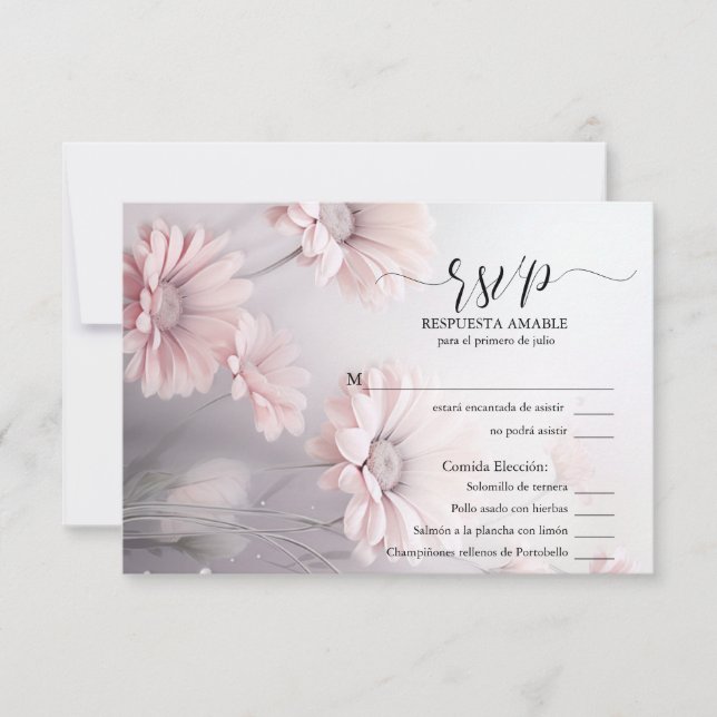 RSVP Margarita rosa elegante 2 Card (Front)