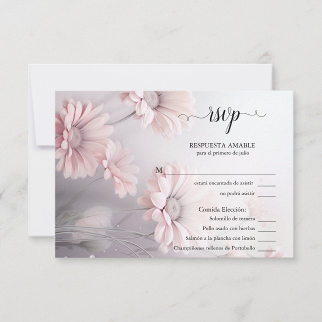 RSVP Margarita rosa elegante Card (Front)