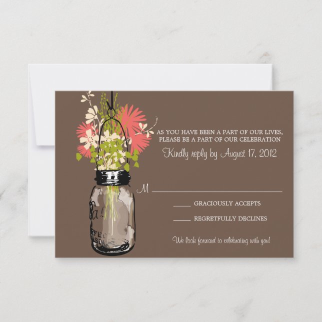 RSVP Mason Jar and Wildflowers Card (Front)