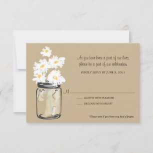 RSVP - Mason Jar filled with White Daisies