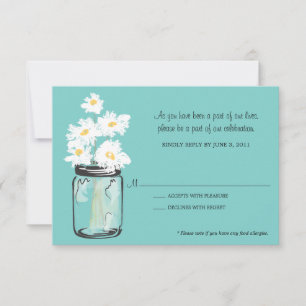 RSVP - Mason Jar filled with White Daisies Card