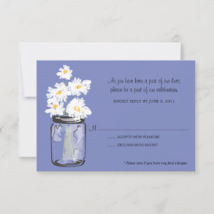 RSVP - Mason Jar filled with White Daisies Card