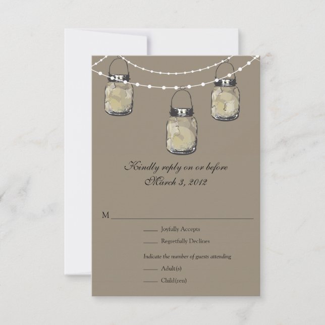 RSVP Mason Jar Wedding Card (Front)