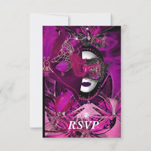 RSVP Masquerade Ball Party Mask Black Pink Purple
