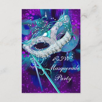 Rsvp Masquerade Ball Party Teal Blue Purple Masks by Zizzago at Zazzle