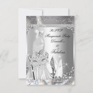 RSVP Masquerade Party Fabulous 50 Silver Card