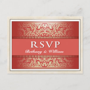 RSVP Matching PostCard King Queen Hearts Vegas