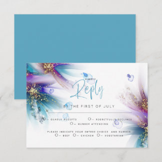 RSVP MEAL CHOICE | Teal Purple Abstract Floral Card