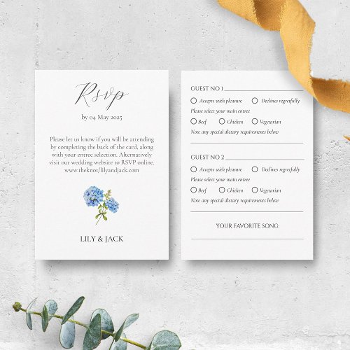 RSVP Meal Selection Hydrangea 2 Guest Wedding RSVP Enclosure Card