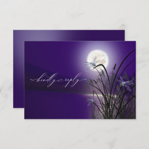 RSVP Menu Amethyst Full Moon Dragonfly Pond Invitation