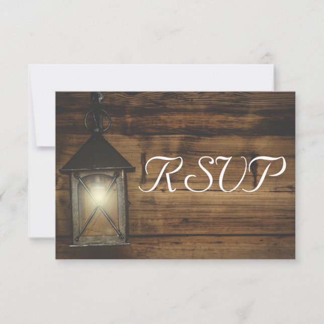 RSVP Menu Elegant Rustic Lantern Lights (Front)