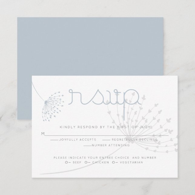RSVP | Minimalist Gray Blue Flower Invitation (Front/Back)
