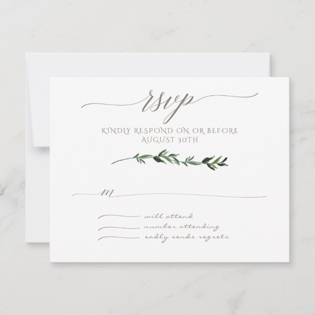 RSVP Minimalist Modern Leaf Leaves Art Typography (Front)
