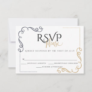 RSVP Modern Black and Gold Minimal Card