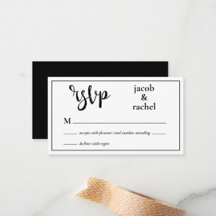 RSVP Modern Black and White Wedding Note Card