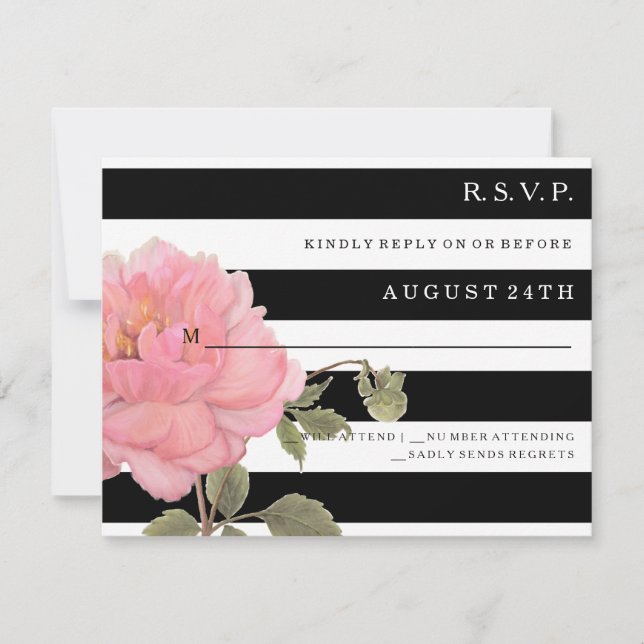 RSVP MODERN Chic Wide Stripes Pink Peony Flower (Front)