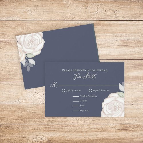 RSVP Modern Elegant Minimalist Floral Slate Blue