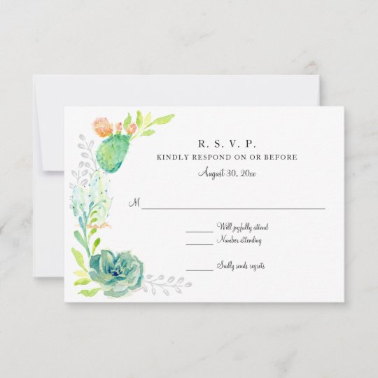 Rsvp Modern Simple Watercolor Desert Cactus Floral Zazzle Com