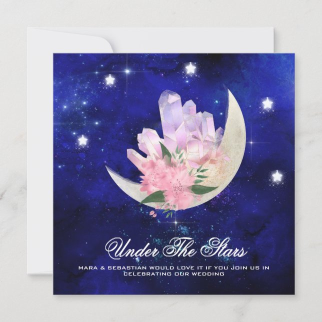 *~* RSVP Moon Stars Crystal WEBSITE AR14 Wedding Invitation (Front)