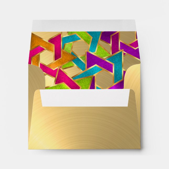 RSVP Multicolored Star of David Gold Envelope (Back (Bottom))