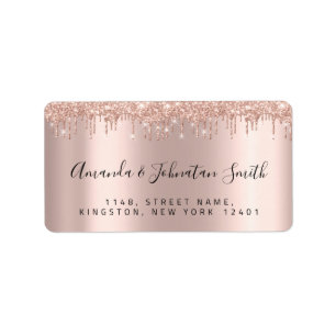 RSVP New Wedding Address Drips Rose Gold Label