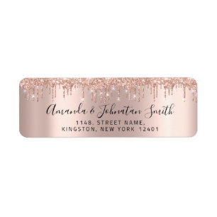 RSVP New Wedding Address Rose Gold Drips Label