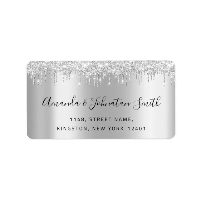 RSVP New Wedding Adress Silver Gray Drips Gray Label (Front)