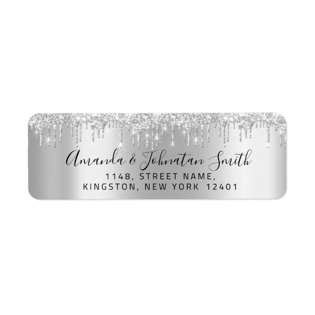 RSVP New Wedding Adress Silver Gray Drips Grey Label (Front)