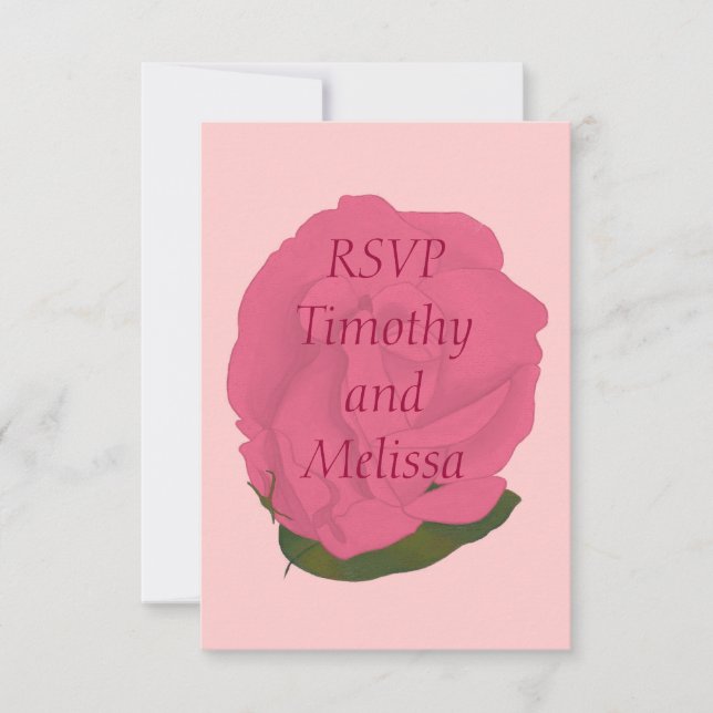 RSVP Note Cards, Pink Rose Card (Front)